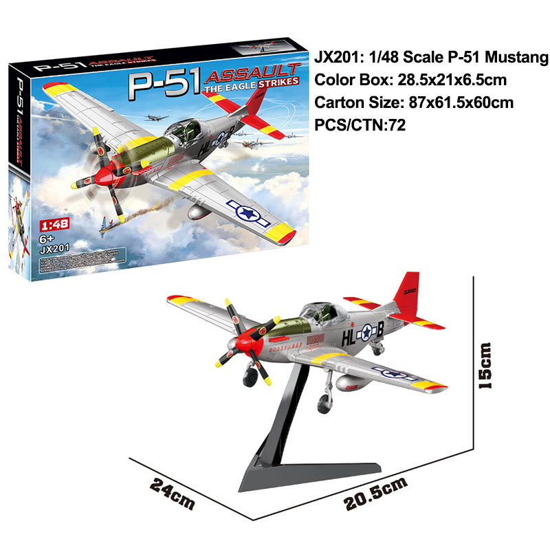 C1002 - MUSTANG P51 PLANE WITH RED MARKINGS - 'CLICK' QUICK BUILD - NO GLUE NEEDEDDED SCALE 1:48 C72