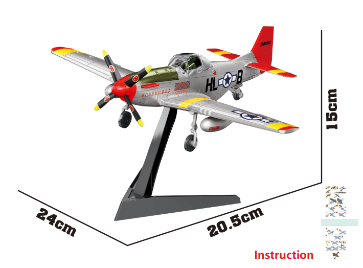 C1002 - MUSTANG P51 PLANE WITH RED MARKINGS - 'CLICK' QUICK BUILD - NO GLUE NEEDEDDED SCALE 1:48 C72