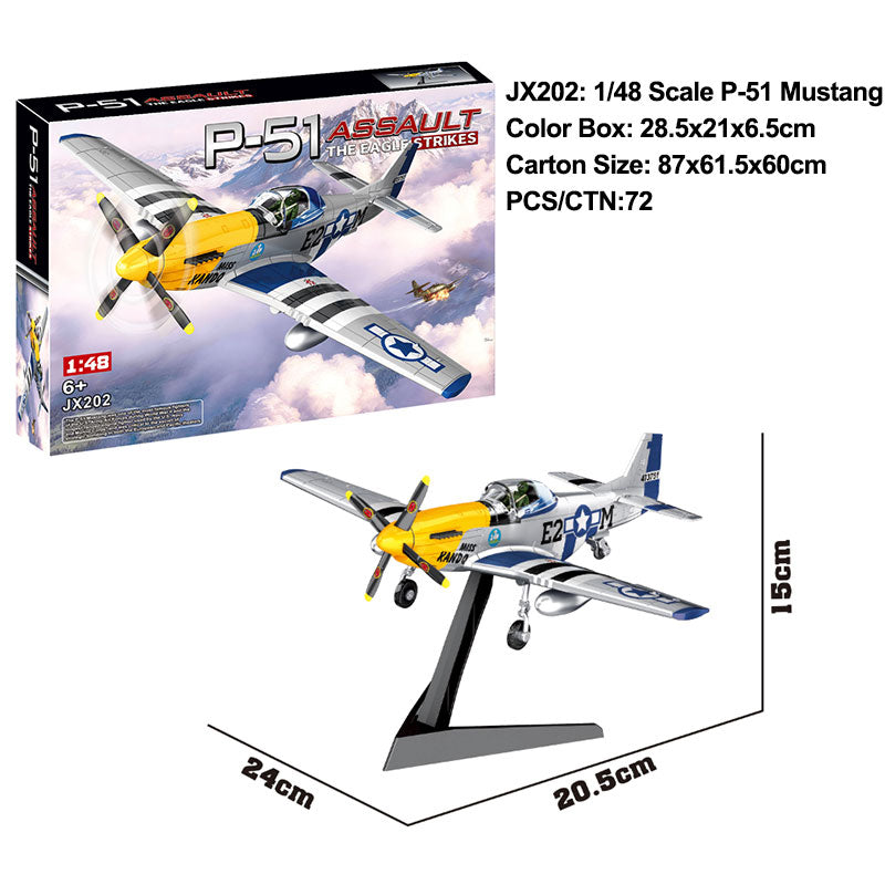 C1004 - MUSTANG P51 PLANE WITH BLACK AND WHITE MARKINGS - 'CLICK' QUICK BUILD - NO GLUE NEEDED SCALE 1:48 C72